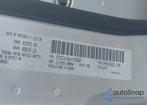 2020 Dodge Charger Sxt Awd z USA, uszkodzony, nr VIN 2C3CDXJGXLH122892